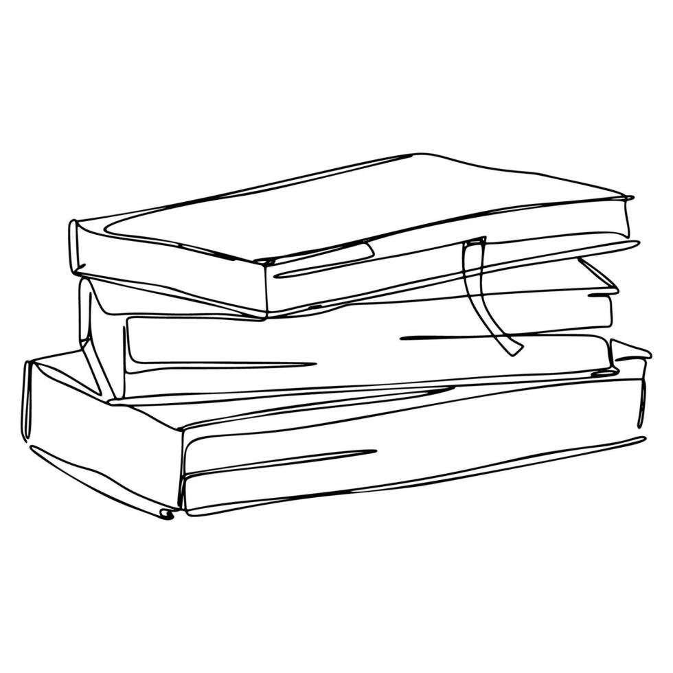 One Line Stack of Books Hand Drawn Illustration vector