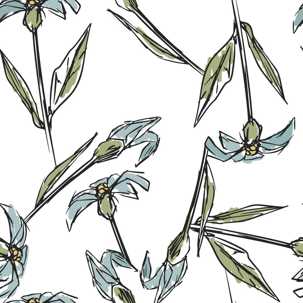 Floral Hand Drawn Sketch Seamless Pattern vector