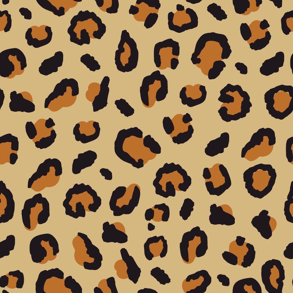 Modern Hand Drawn Leopard Skin Animal Print Seamless Pattern vector