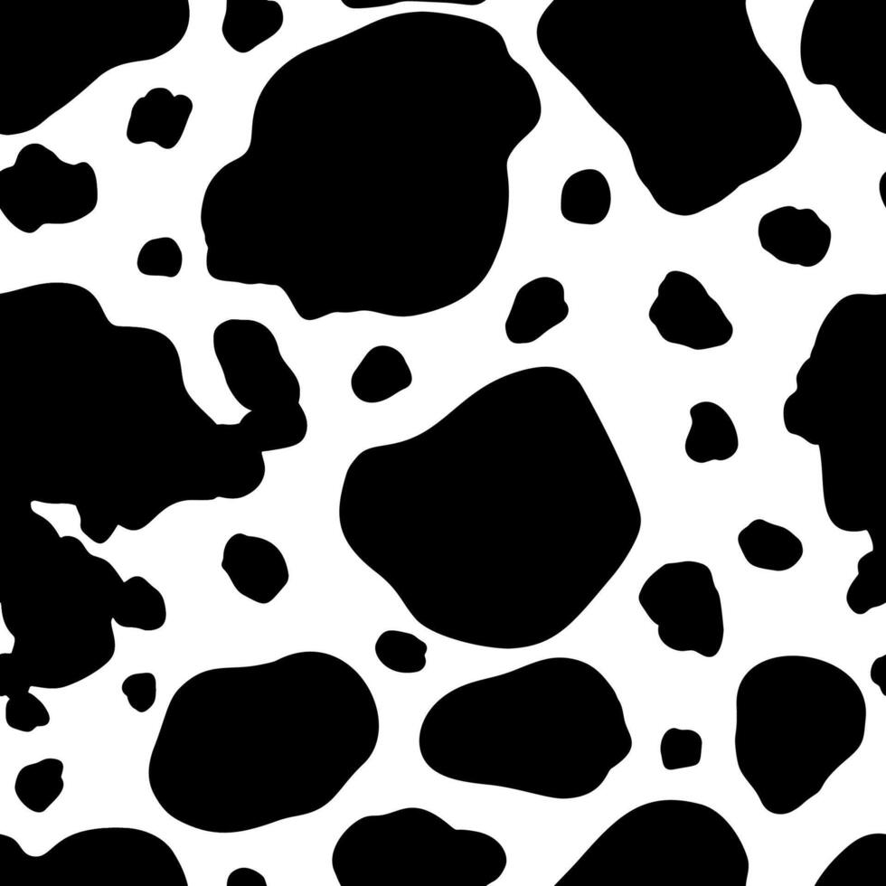 Cow Black Skin, Animal Print Seamless Pattern vector