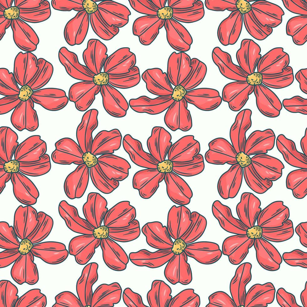 Floral Sketch Seamless Pattern vector