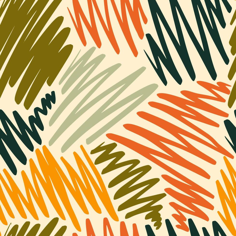 Abstract Modern Trendy Brush Strokes Hand Drawn Seamless Pattern vector