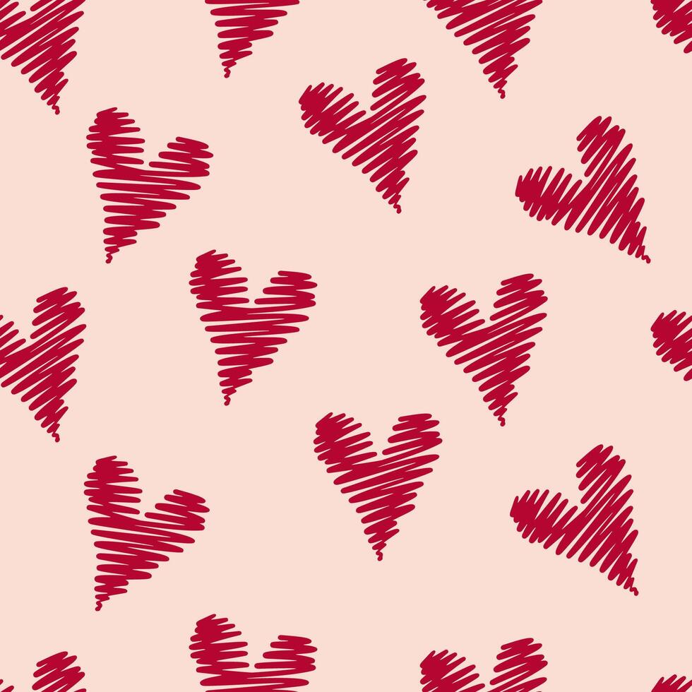 Heart Valentine's Day Sketch Strokes Seamless Pattern vector