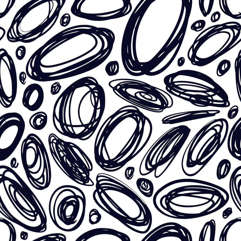 Hand Drawn Sketch Doodle Circles Lines Seamless Pattern vector