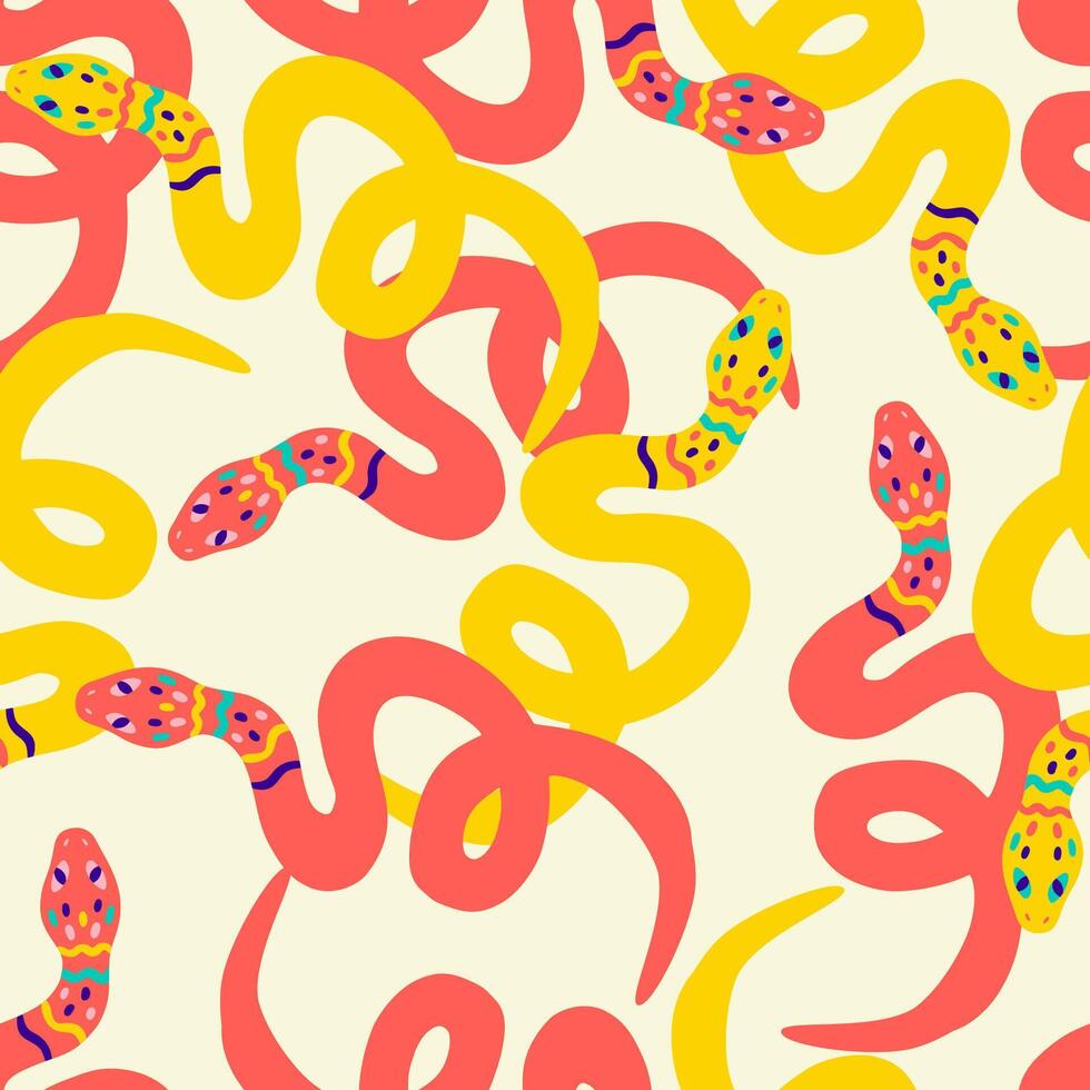 Modern Colorful Abstract Snakes Seamless Pattern vector