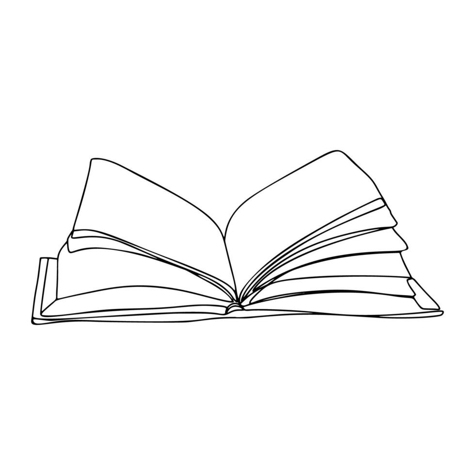 uno línea abierto libro mano dibujado ilustración vector