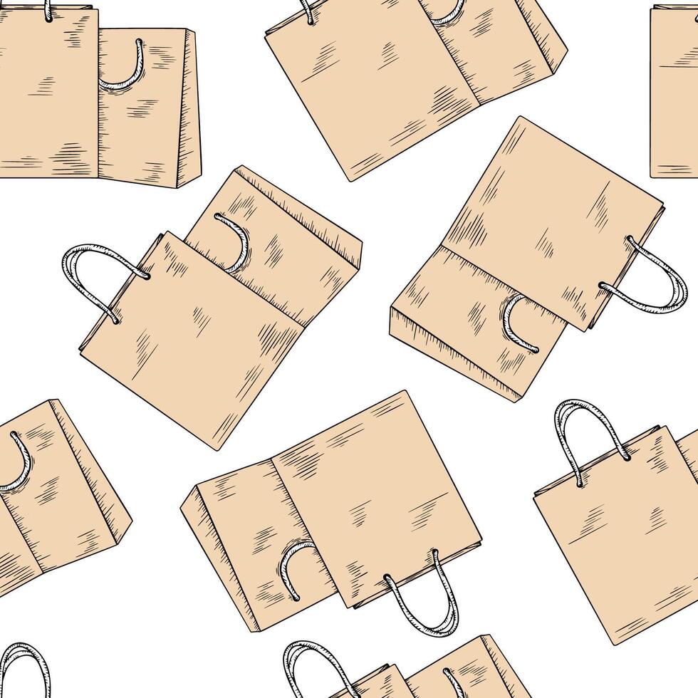 Sketch Shopping Bag Seamless Pattern vector