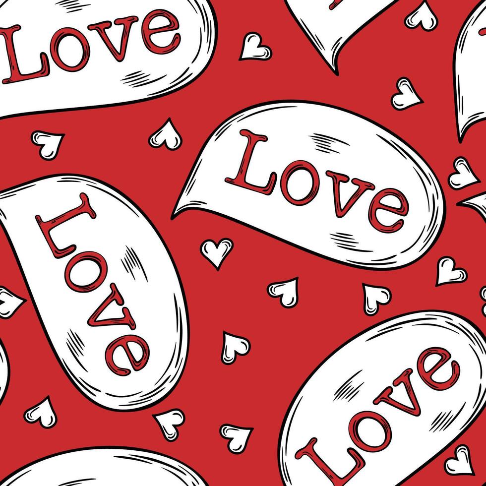 Sketch Doodle Hand Drawn Love Hearts Seamless Pattern vector
