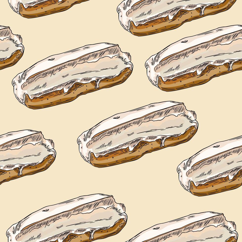 clásico eclair mano dibujado bosquejo sin costura modelo vector