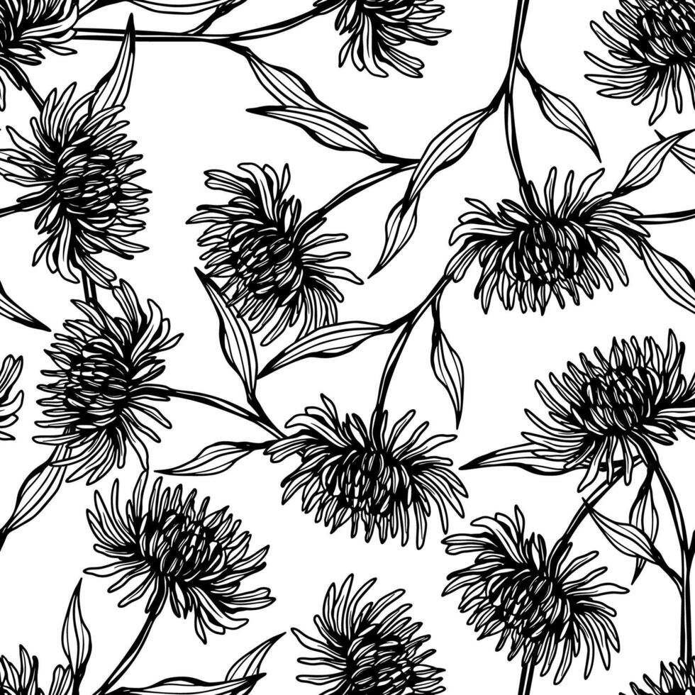 Sketch Hand Drawn Doodle Floral Seamless Pattern vector