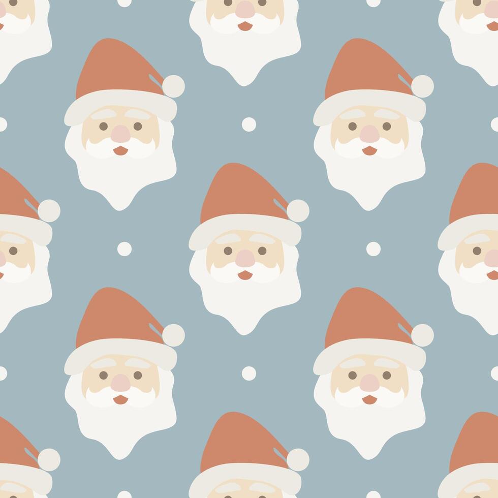 Santa Head Boho Modern Seamless Pattern vector