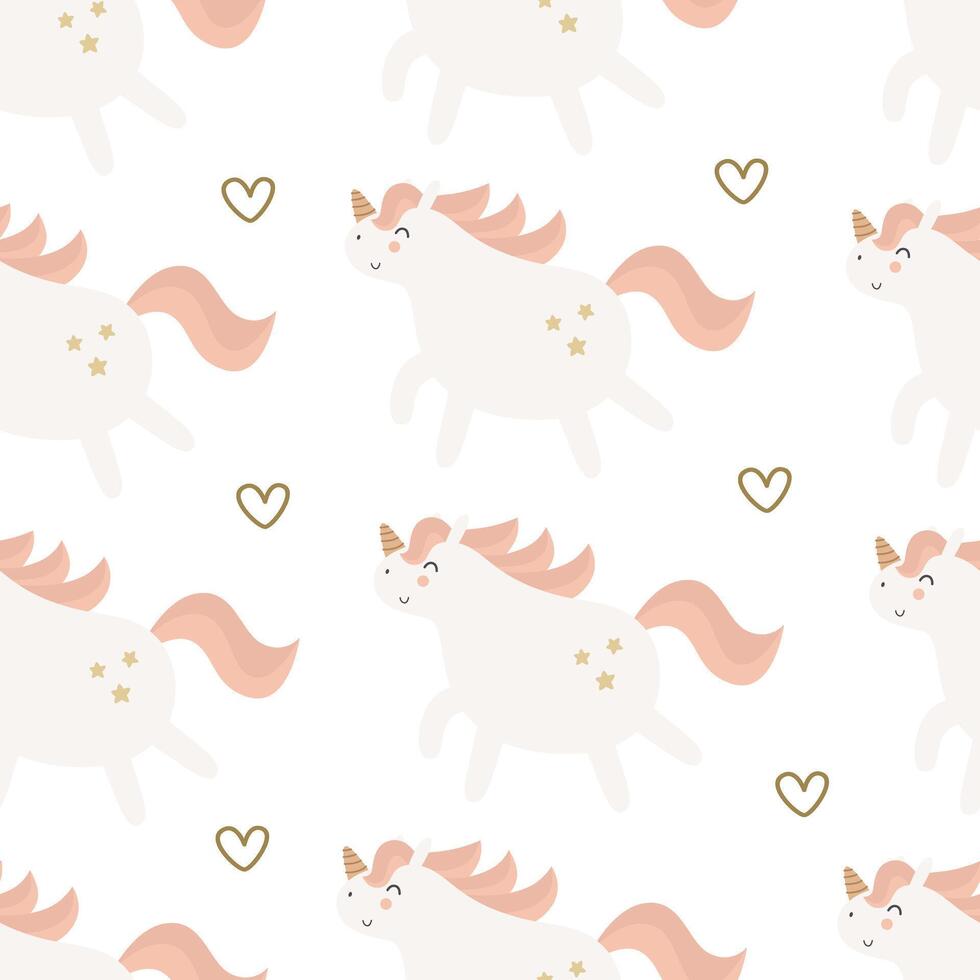 seamless pattern with cartoon unicorns. Magic. Colorful vector flat style for kids. Animals. hand drawing. baby design for fabric, print, wrapper