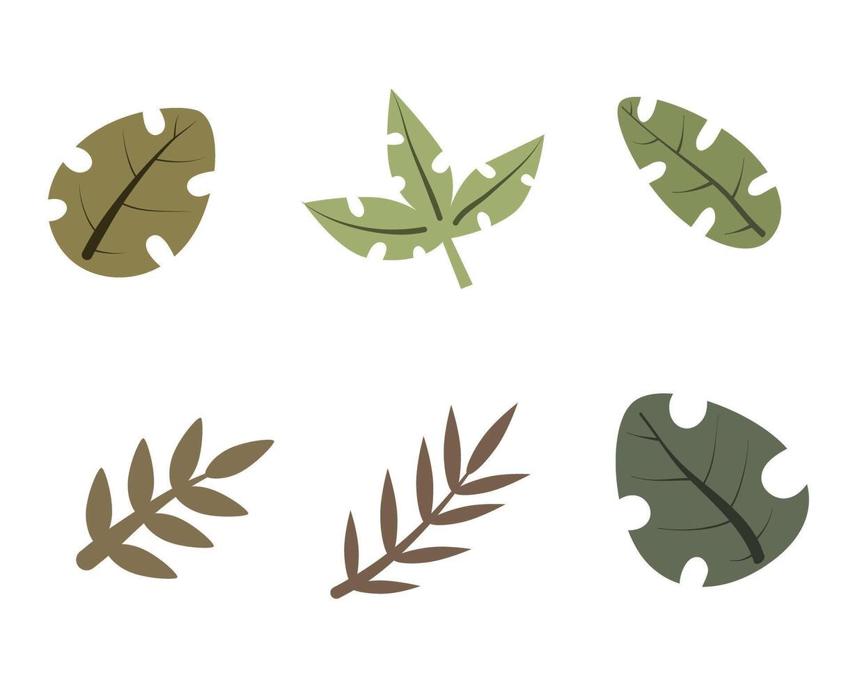 Cute leaves and twigs set. colorful vector illustration for kids, flat style. baby design for cards, print, posters, logo, cover
