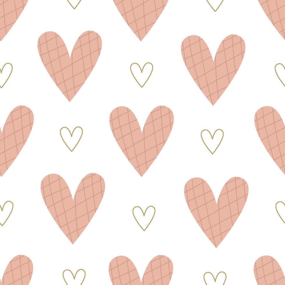 Seamless pattern with cartoon hearts. Colorful vector flat style. hand drawing. valentines day. Romantic design for print, wrapper, fabric.