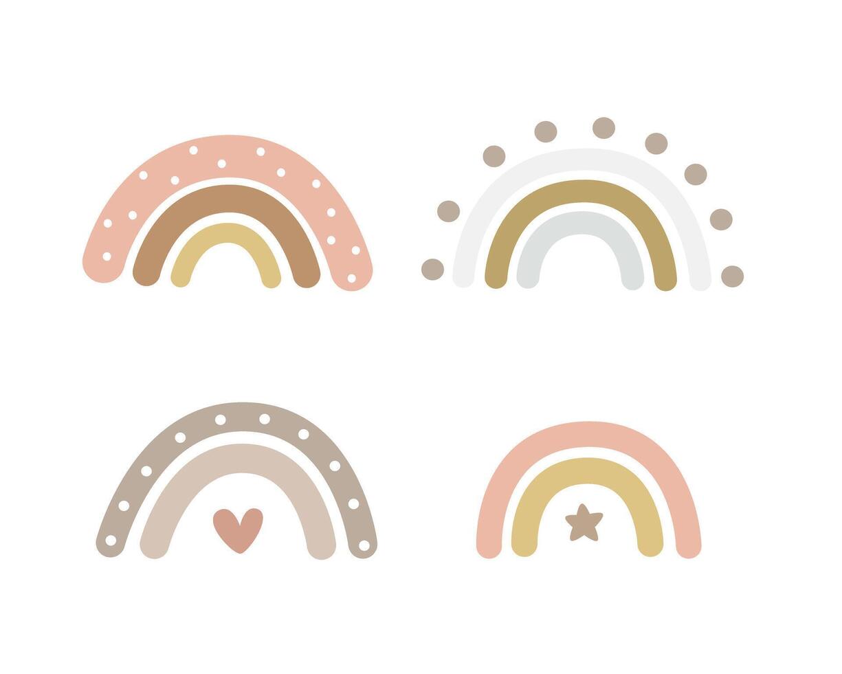 Cute rainbow set. Colorful vector illustration, hand drawing. Isolated on a white background. baby design for print, kids clothes, poster, postcard