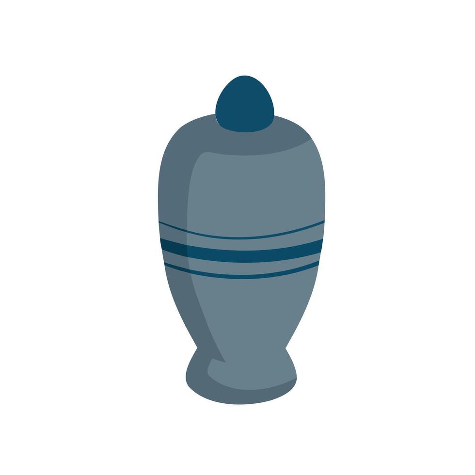 Funeral urn with ashes. Concept of cremated people isolated on white background. Burial vase for cremation vector