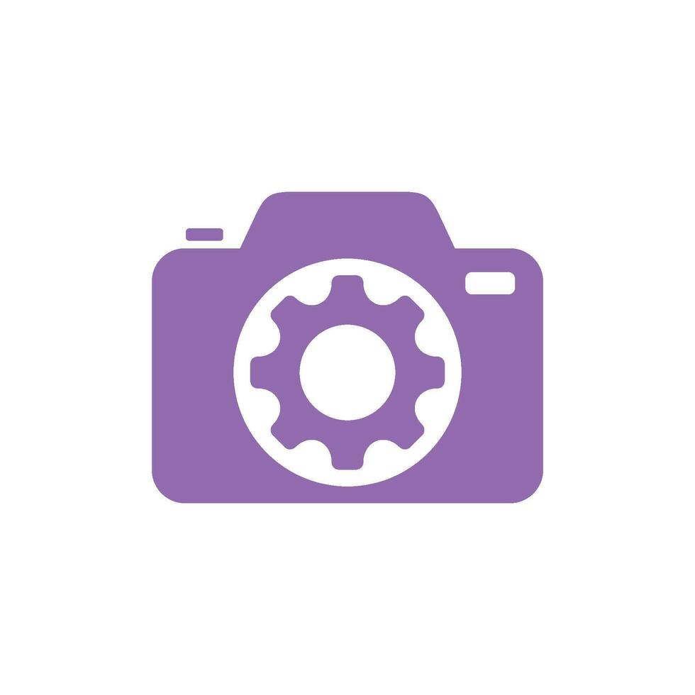 Camera and Gear Icon Vector Template Illustration Design