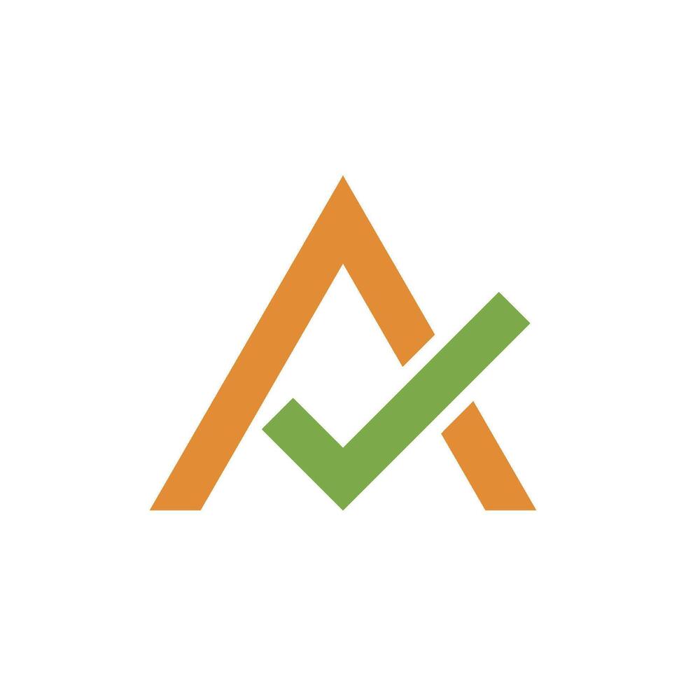 Letter A Check Mark, Check List Icon Vector Template