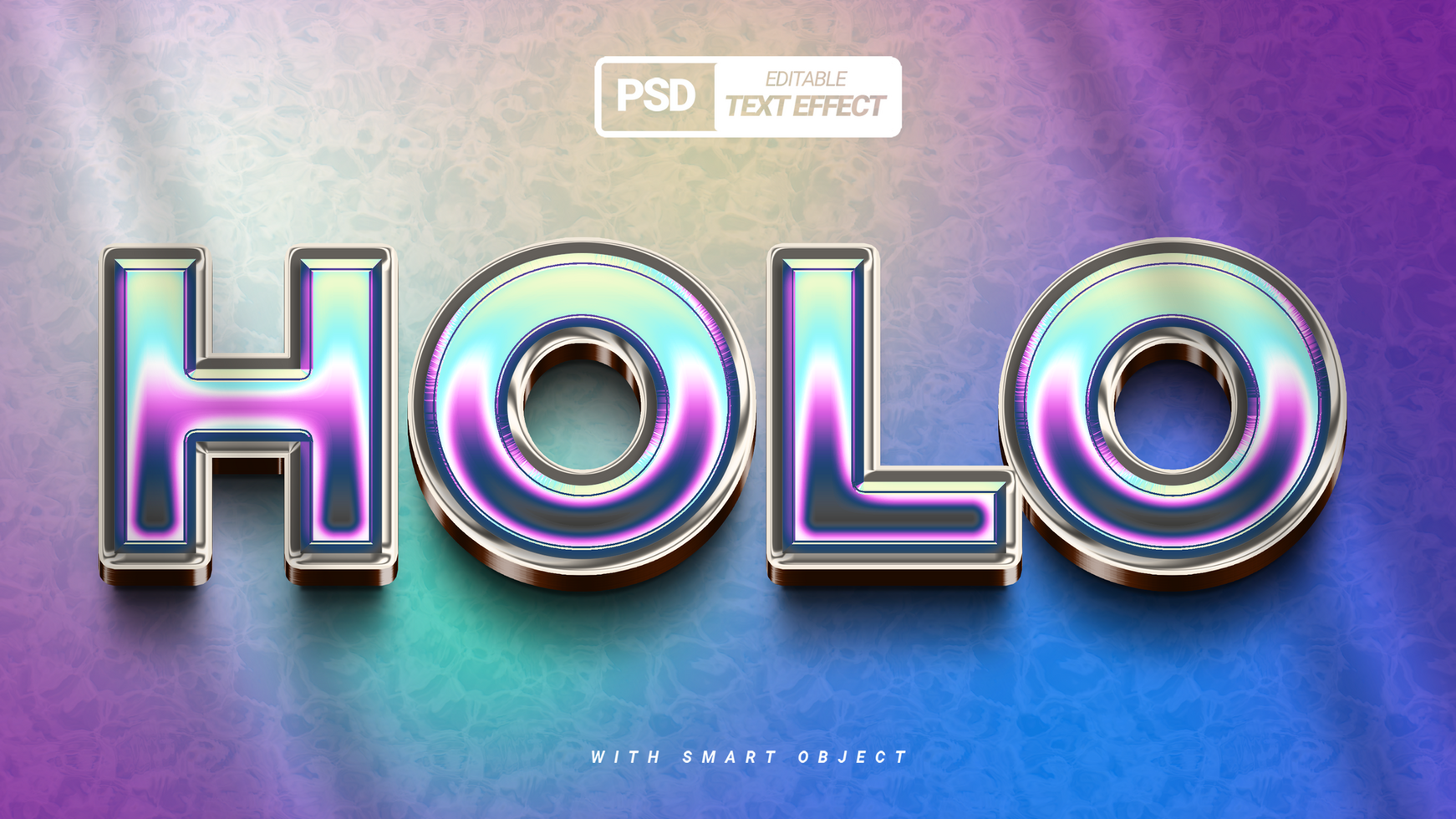 holo sign colorful retro vintage 3d text effect psd
