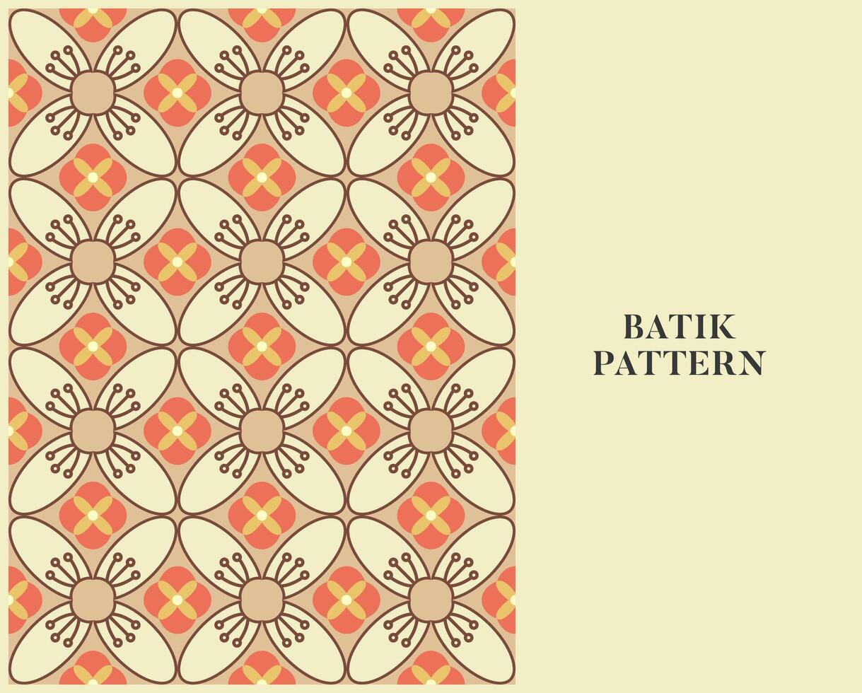 BATIK PATTERN WITH RETRO STYLE AND COLOR vector