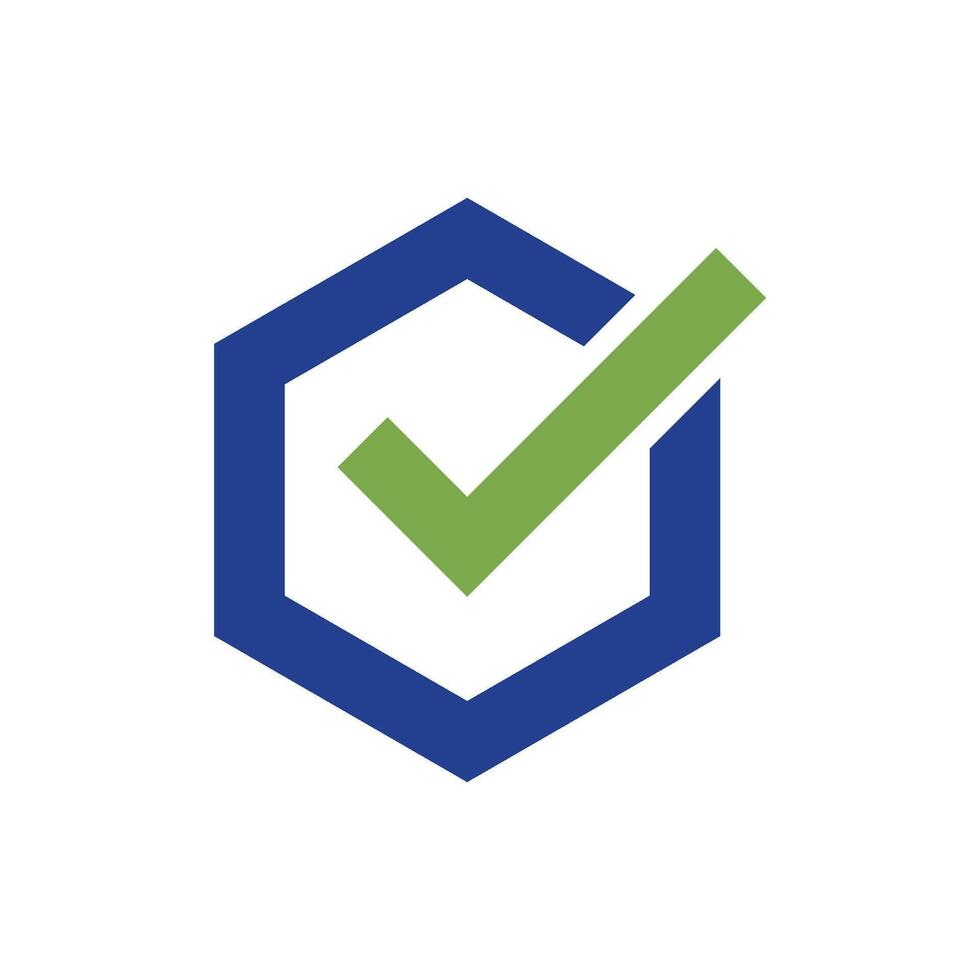 Hexagon Check Mark, Check List Icon Vector Template