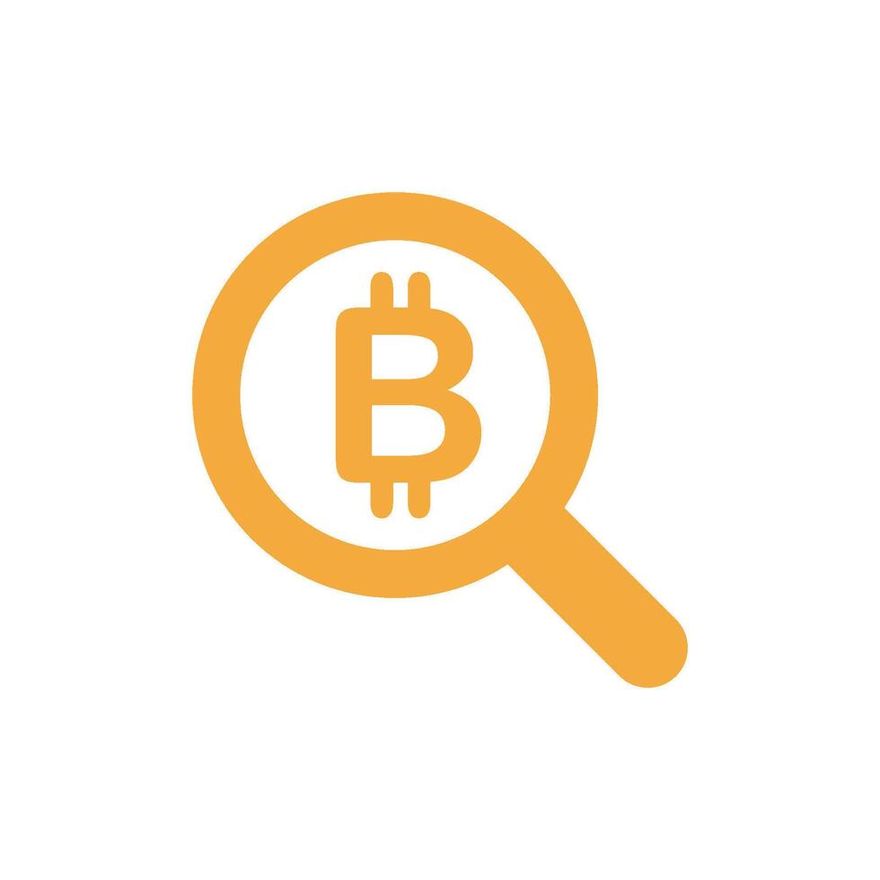 Magnifying Glass Bitcoin Sign Icon Vector Template Illustration Design