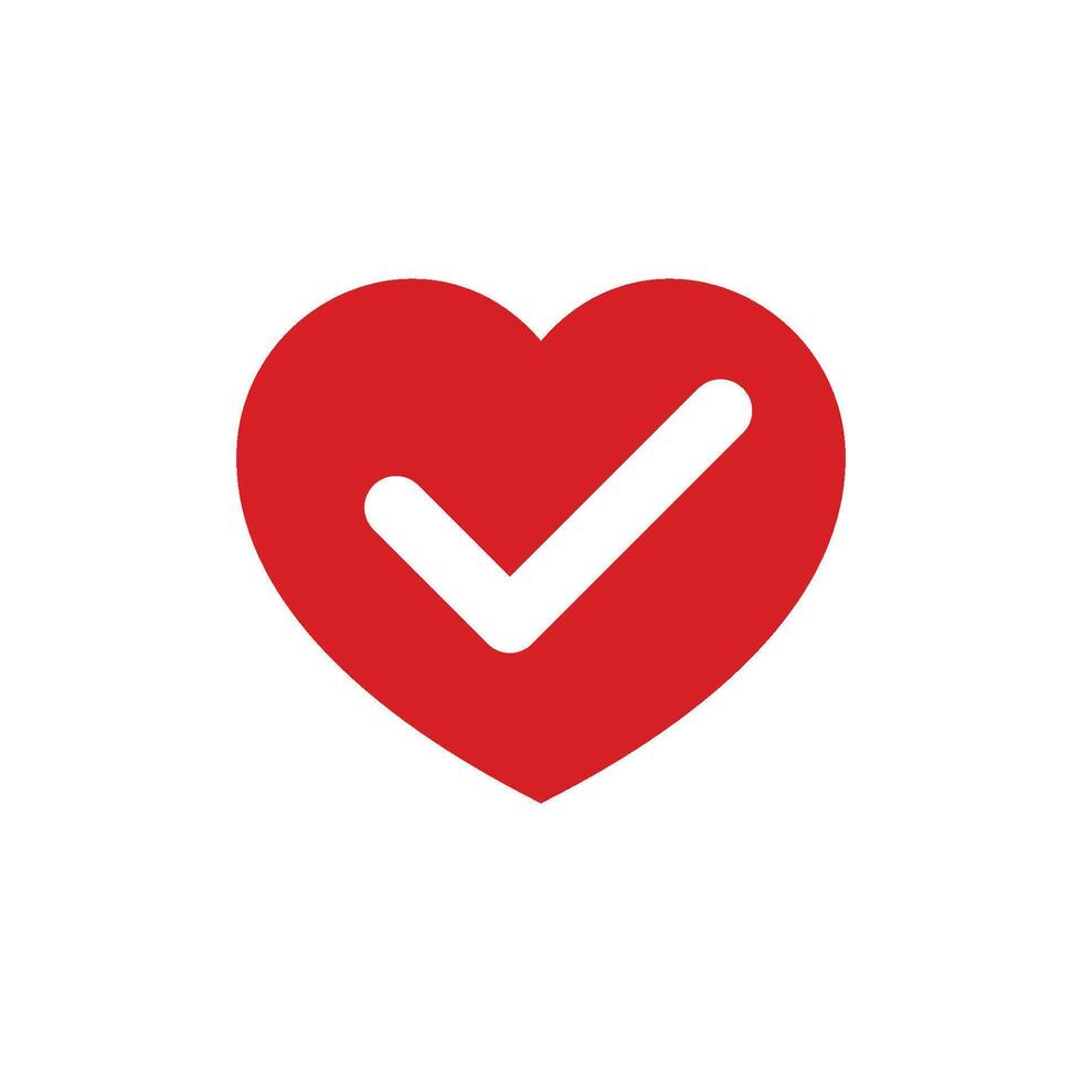 Check Mark Heart Icon Vector Template Illustration Design