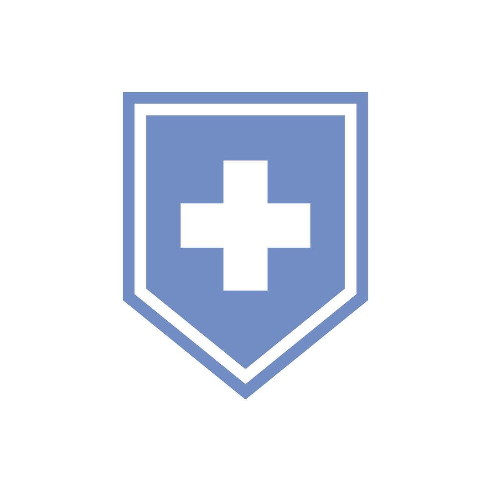 sencillo cruzar cuidado de la salud proteger icono logo modelo vector