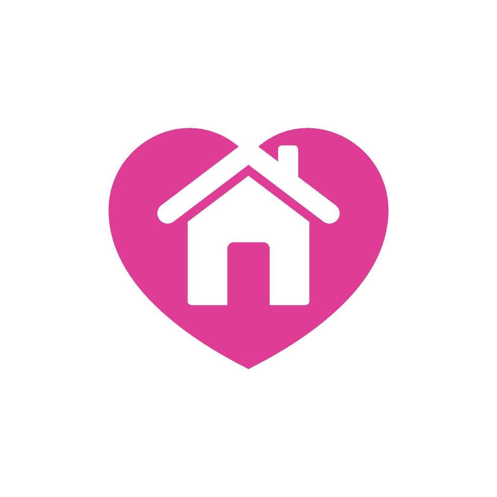 Home Icon Love Heart Shape Vector Template illustration design