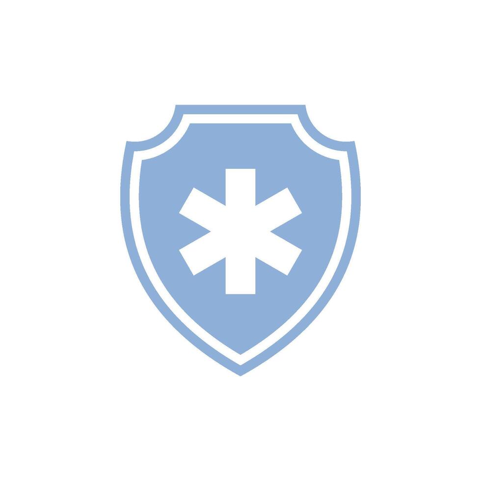 Simple Cross Healthcare Shield Icon Logo Template vector