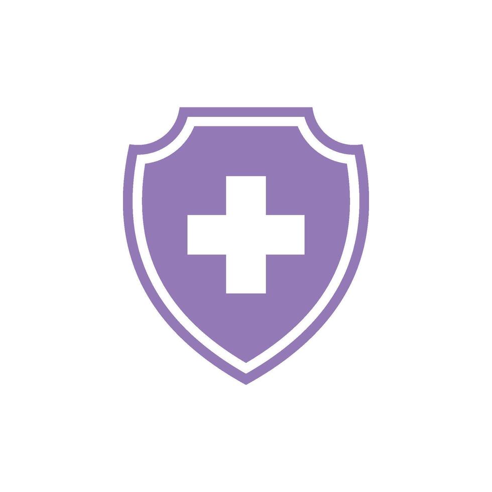Simple Cross Healthcare Shield Icon Logo Template vector