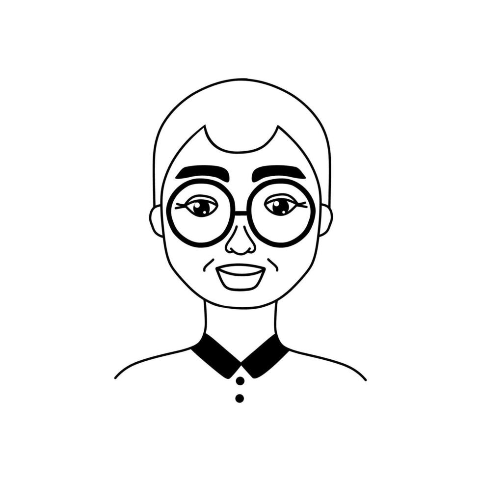 Male face in doodle style. vector