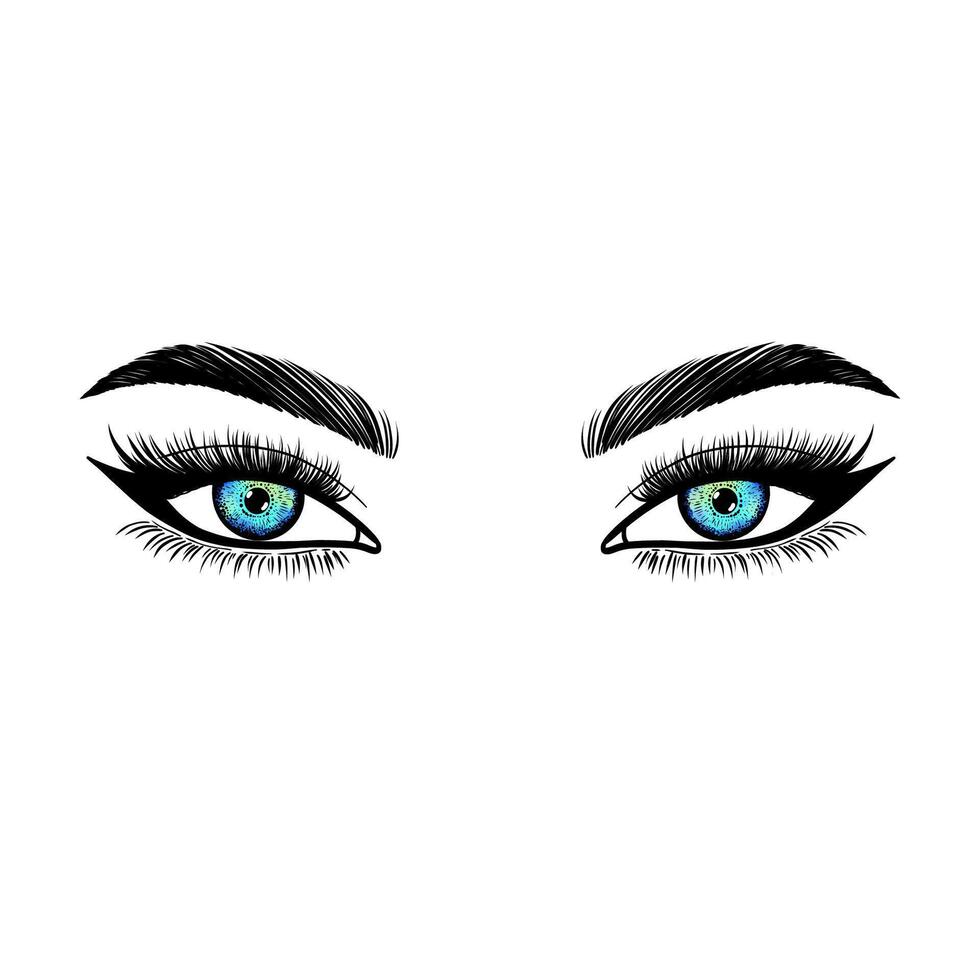 Hand drawn female eyes vector