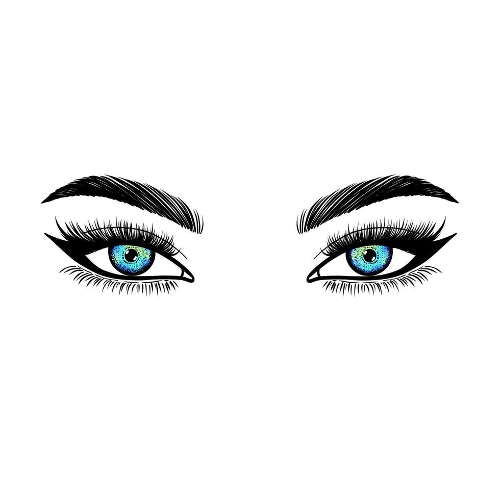 ojos femeninos dibujados a mano vector