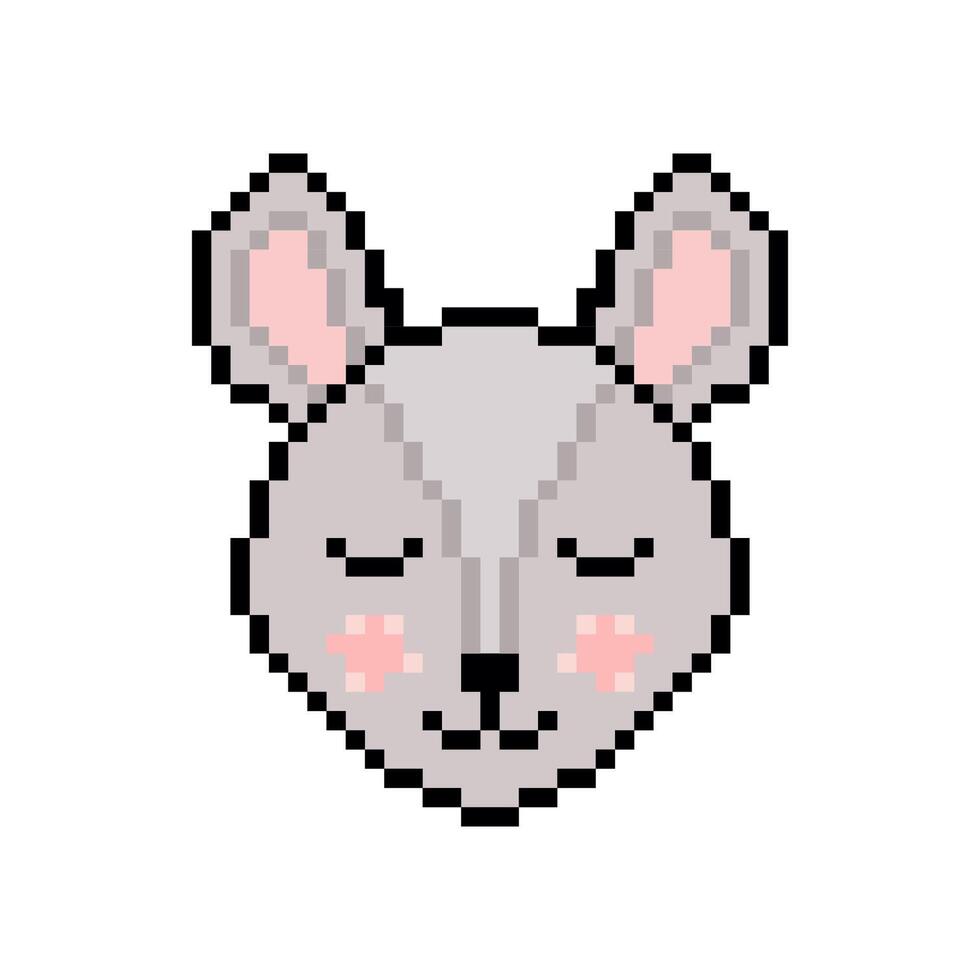 Mouse head in pixel art style vector