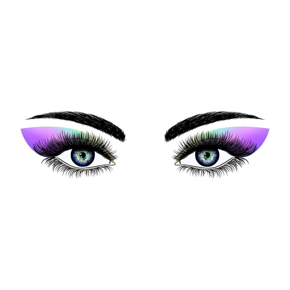 Eyes with bright make up. vector