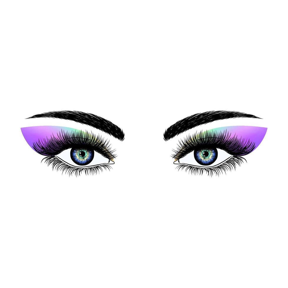 Eyes with bright make up. vector