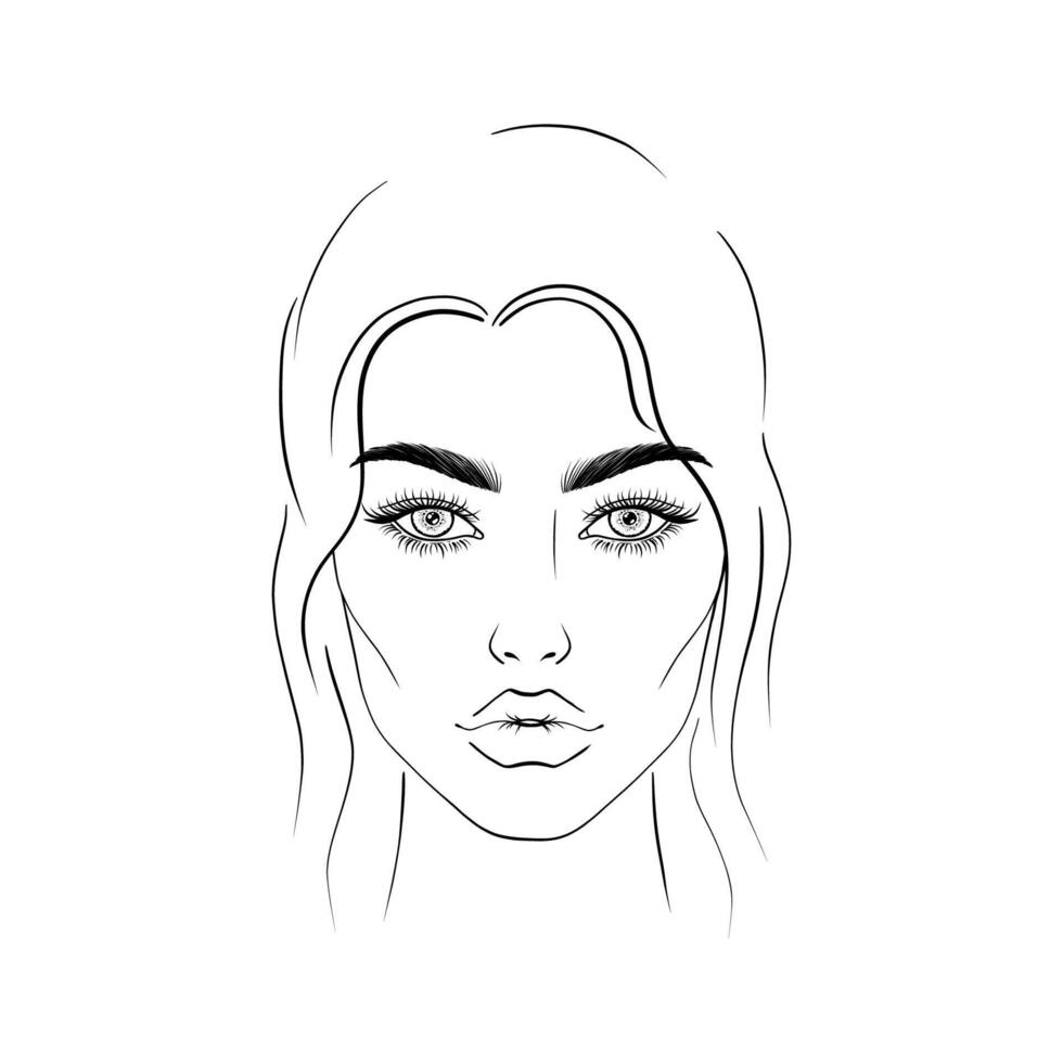 Sketch of young woman vector