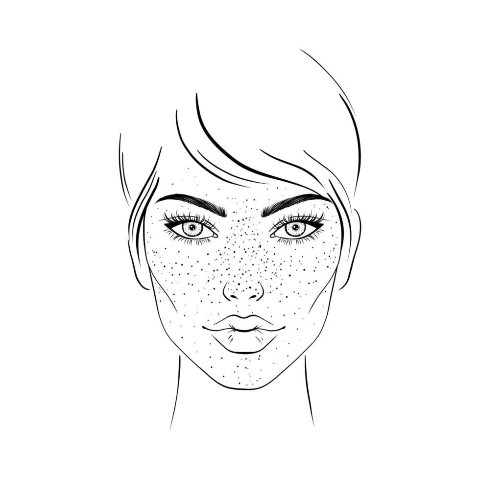 Sketch of  female face vector