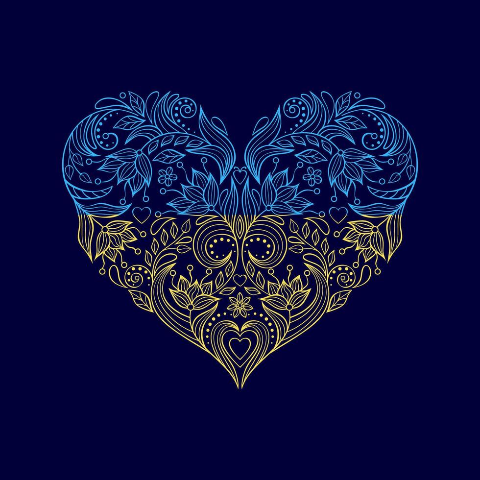 Floral heart in doodle style. vector