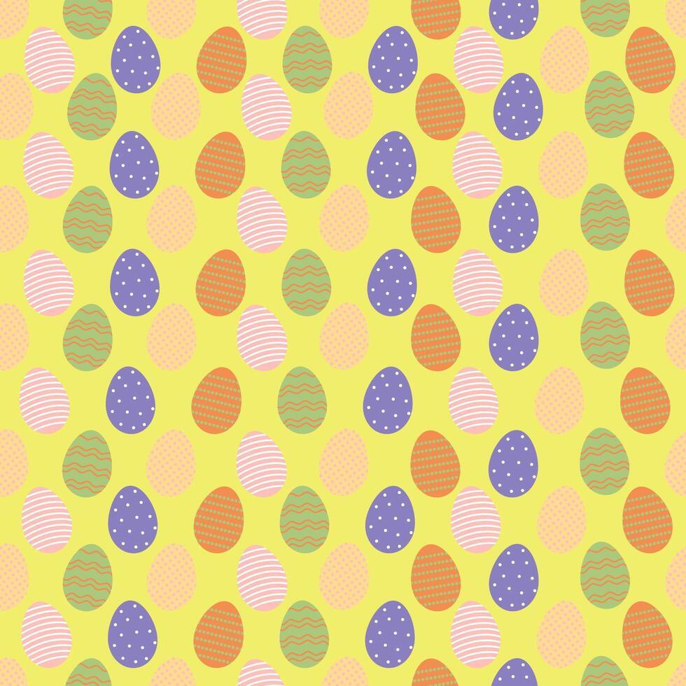 Vector colored easter eggs seamless pattern. Easter holidays on beige background.