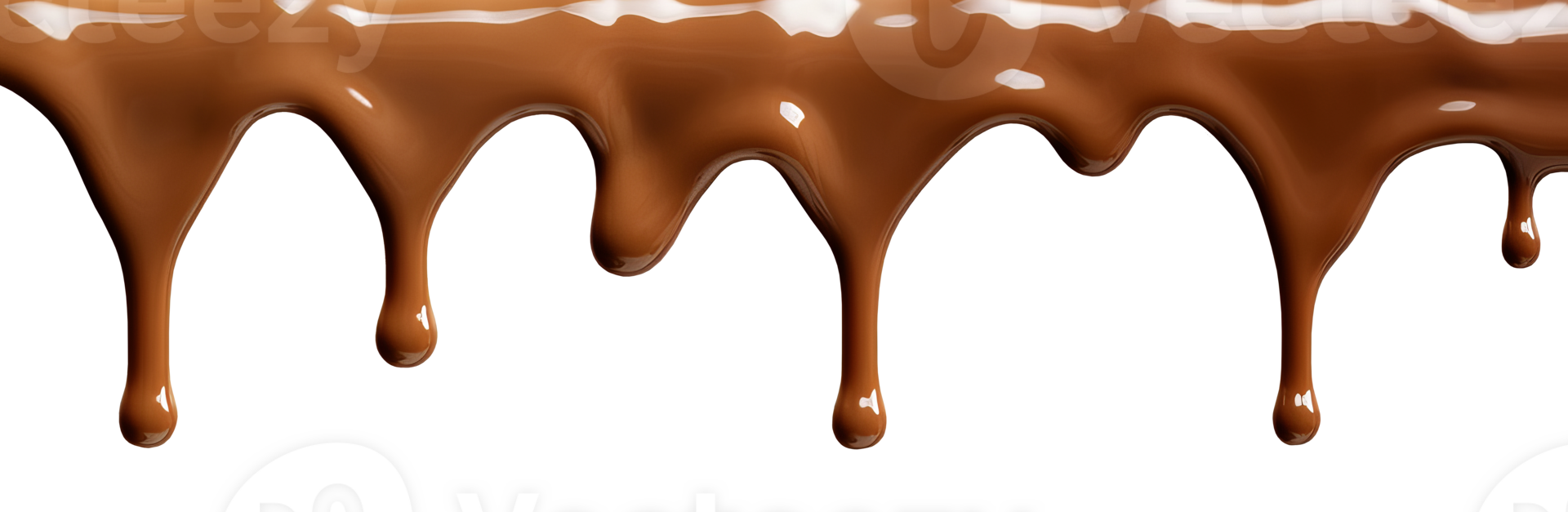AI generated Milk chocolate spreads from top to bottom. Transparent isolated background png