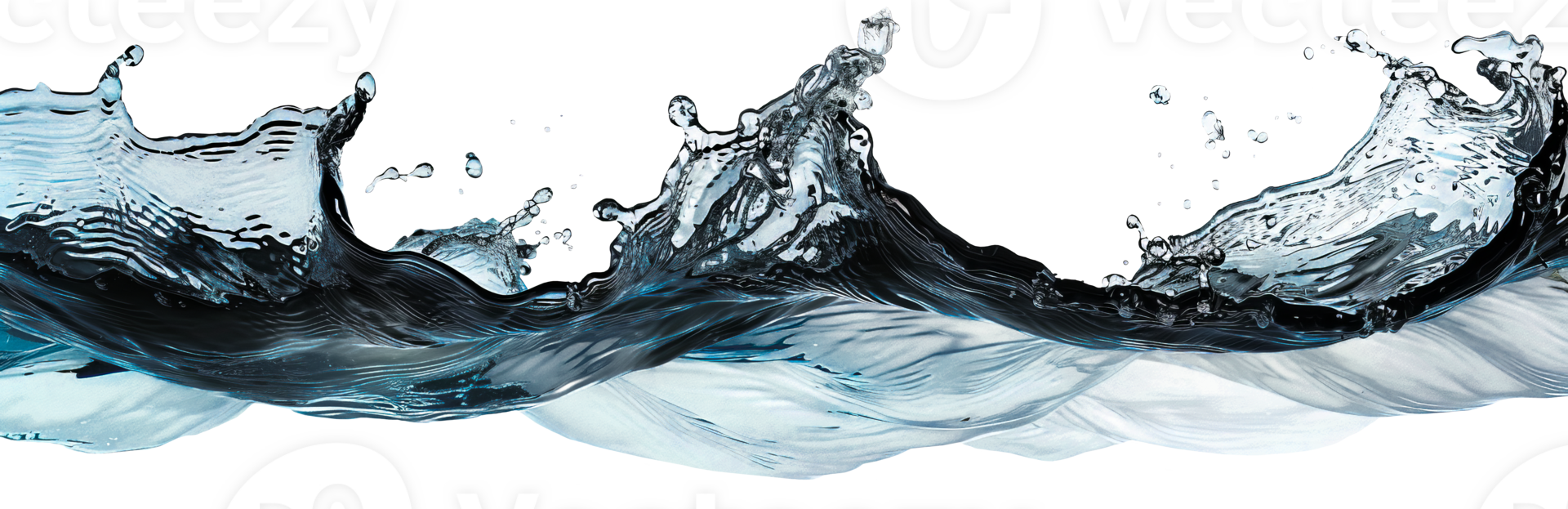 AI generated A horizontal splash of water. Isolated on a transparent background png