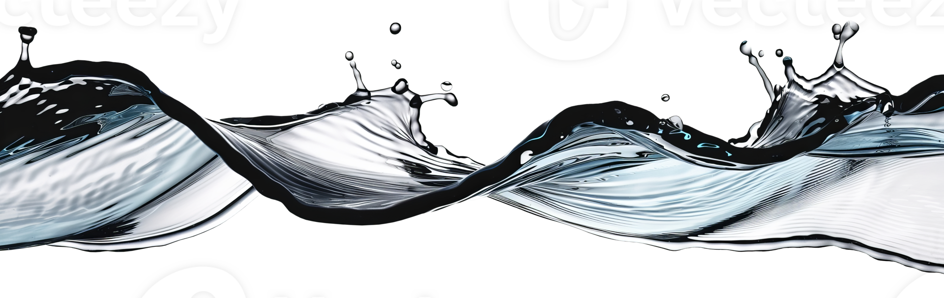 AI generated A horizontal splash of water. Isolated on a transparent background png