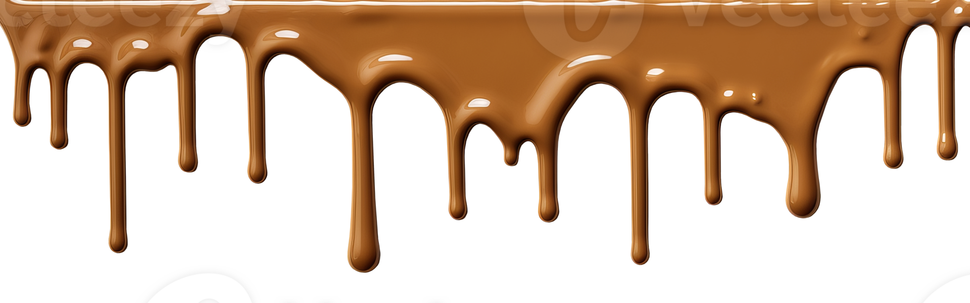 AI generated Milk chocolate spreads from top to bottom. Transparent isolated background png