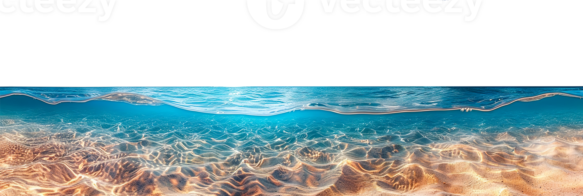 AI generated Smooth water surface with underwater view and sandy bottom png