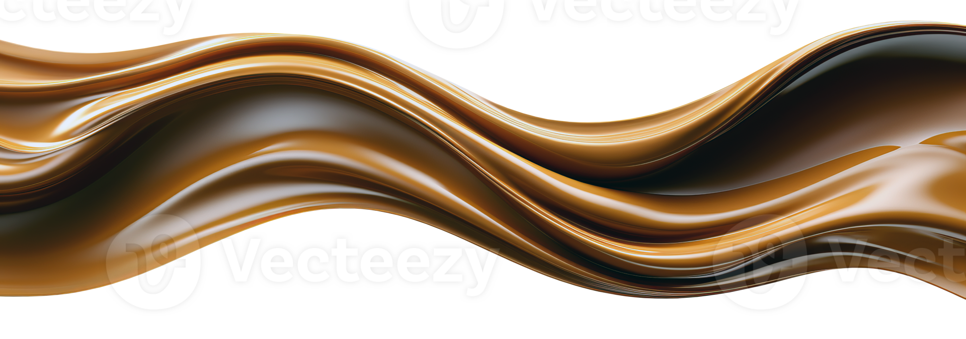 AI generated Horizontal undulating flow of liquid milk chocolate. Isolated on a transparent background png