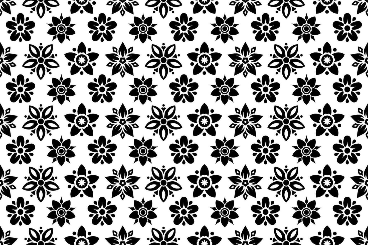 Black and white floral pattern. Abstract seamless repeating pattern with stylized flowers. vector