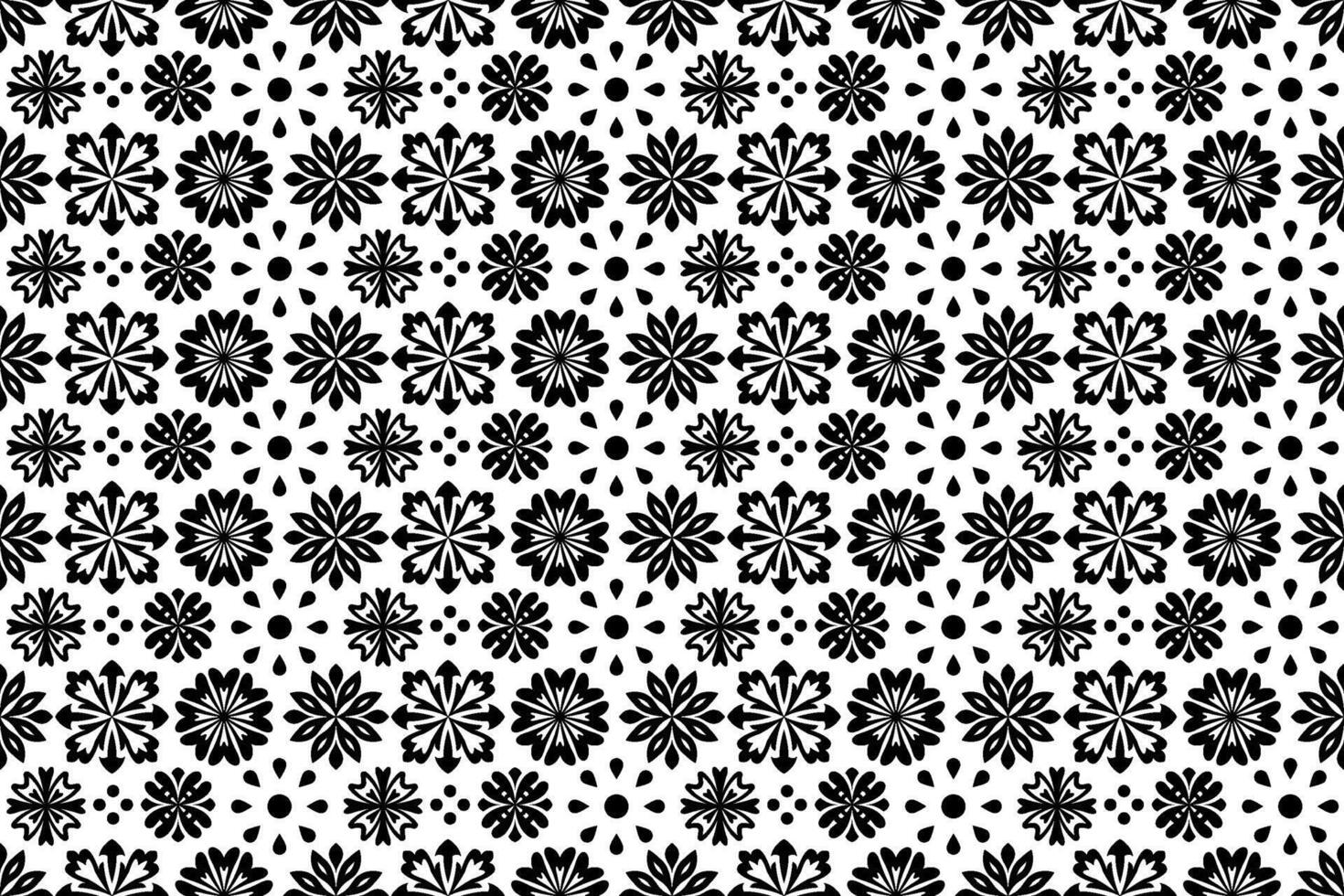 Black and white floral pattern. Abstract seamless repeating pattern with stylized flowers. vector