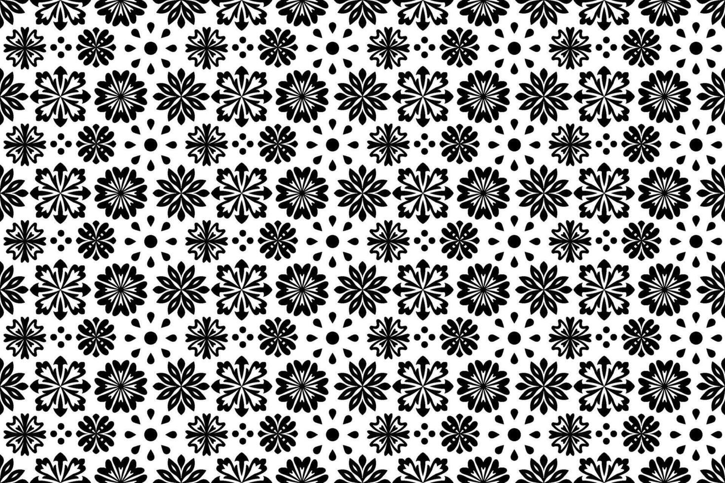 negro y blanco floral modelo. resumen sin costura repitiendo modelo con estilizado flores vector